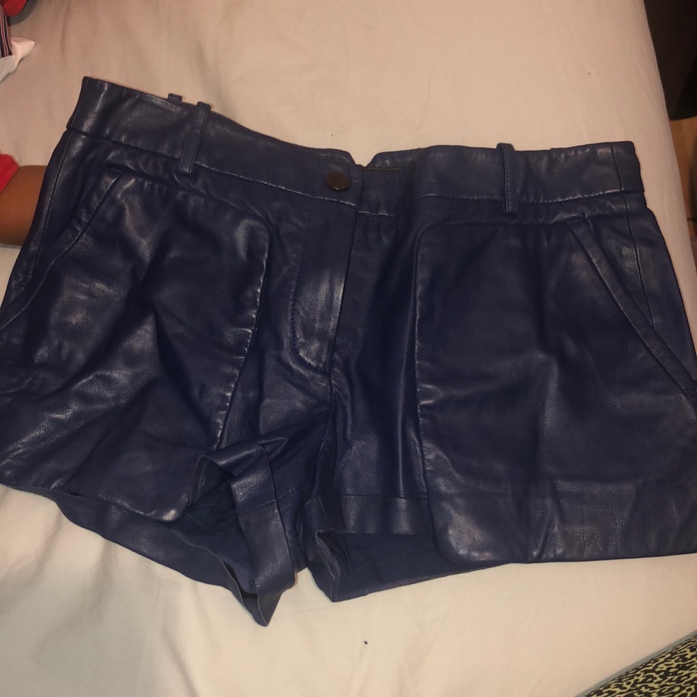Leather BCBG Shorts- Blue size Medium